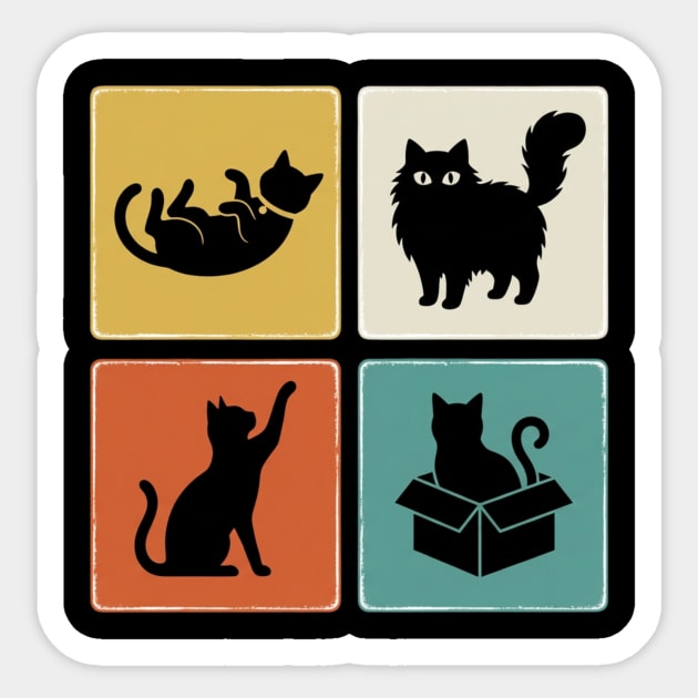 Four Black Cat Silhouettes Cat Lover Sticker by ArtistTee ⭐⭐⭐⭐⭐